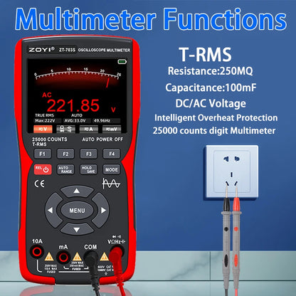 Digital Handheld 703S Oscilloscope Multimeter Waveform Signal Output 2 Channels 50MHZ Suitable for Automotive Electrical Repair